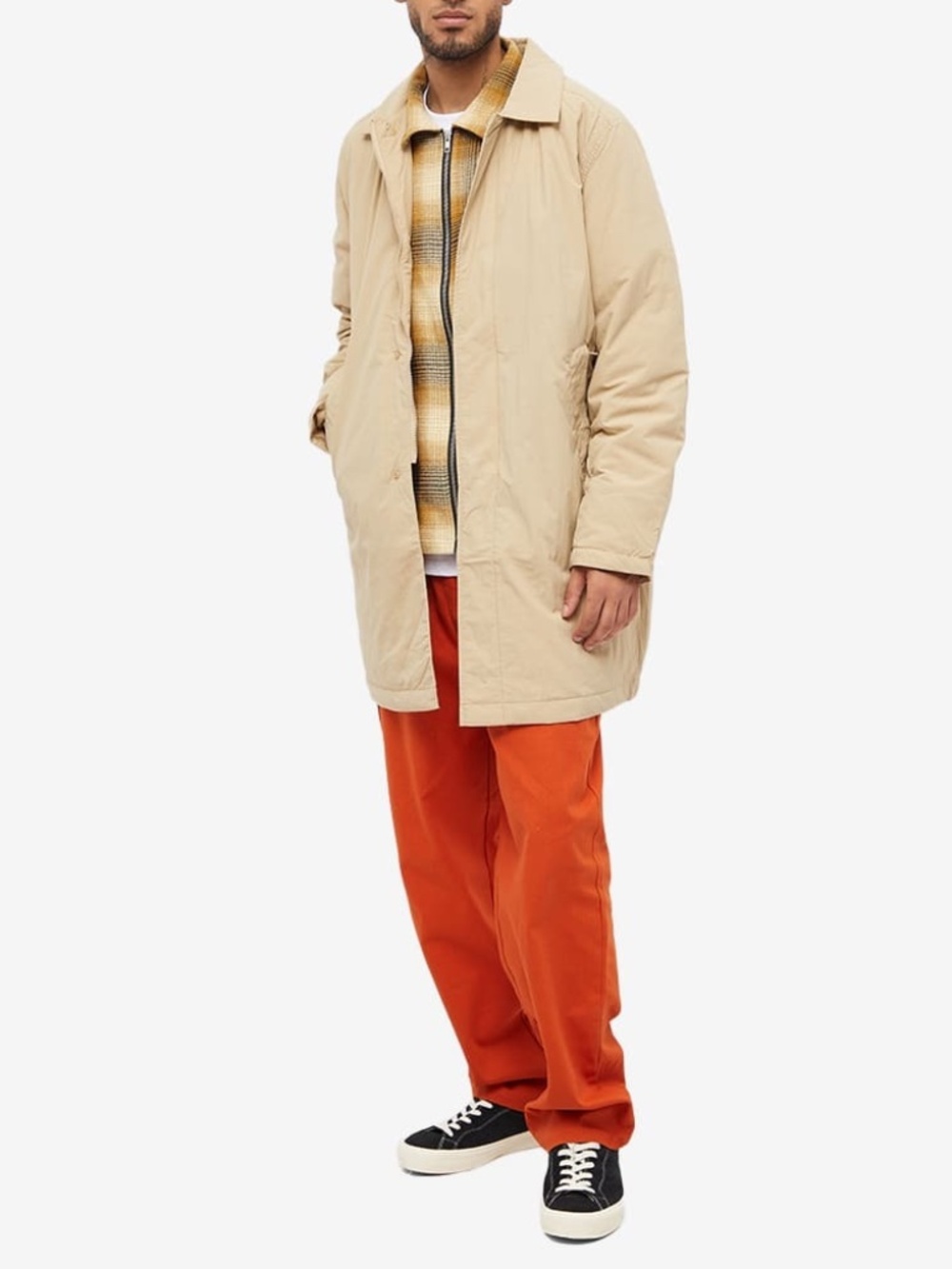 Pop Trading Company Trench Coat Coach - White Pepper, X-Large